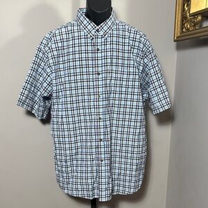 Walnut Creek VINTAGE XL Blue White Black Plaid Short Sleeve Button Down Shirt